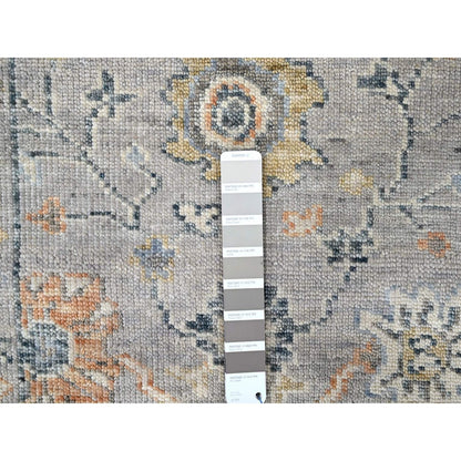 2'5"X13'10" Pastel Gray Oushak Design Hand Knotted Pure Wool Runner Rug