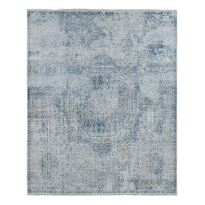 8'3"X10'2" Gray Silk Broken And Erased Design Vintage Hand Knotted Rug
