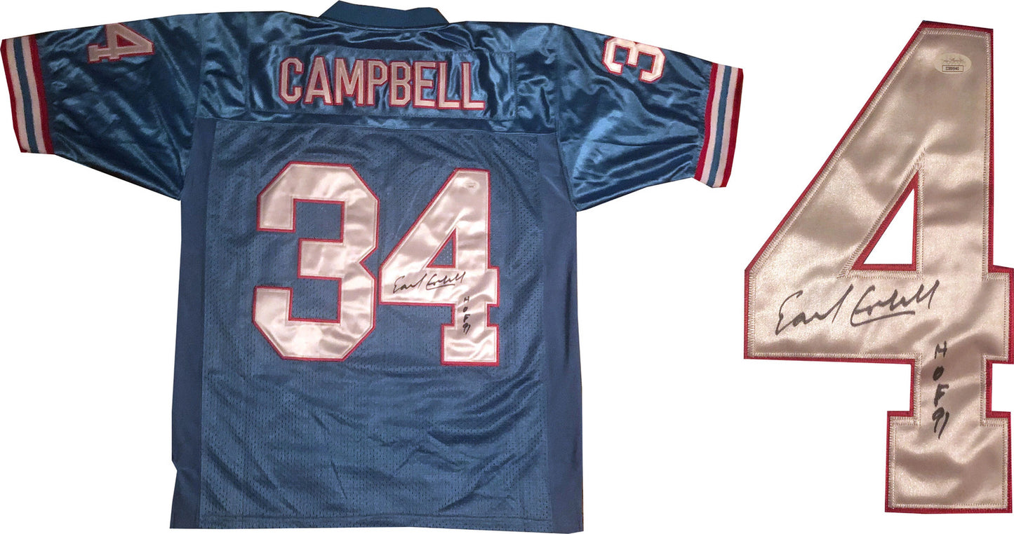 Earl Campbell "Hof 91" Autographed Houston Oilers Jersey (Jsa)