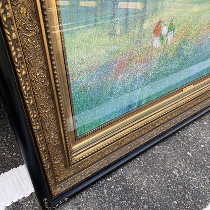 Andr Ingres "Spring Walk In Flower Field" 1996 Oil Painting Large 40F Signed