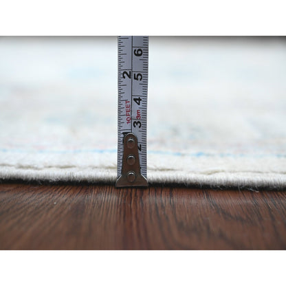 2'9"X11'7" White Hand Knotted Afghan Angora Oushak Pure Wool Runner Rug
