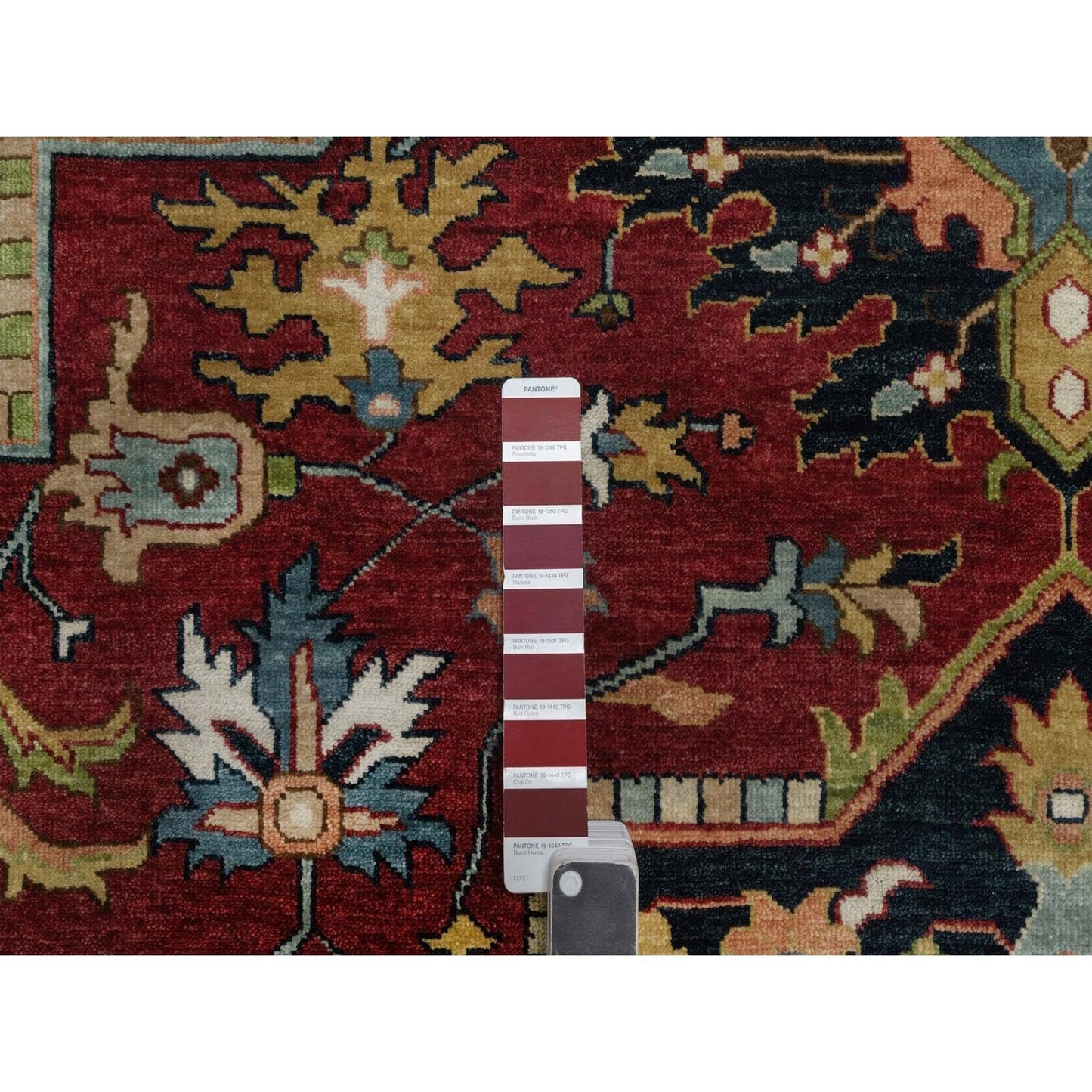 Oriental 8'8"x12' Red Hand Knotted Wool Rug Antiqued Fine Heris Revival