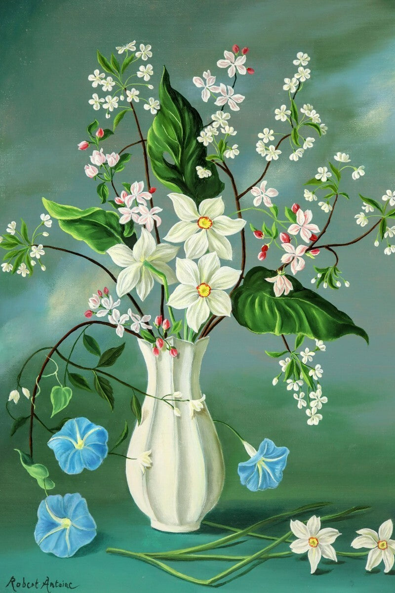 Robert Antoine Bouquet Printanier Original Oil Painting Still Life Flowers