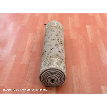 2'6"X10'1" Brown Hand Knotted Wool Silk Rajasthan Design Runner Rug