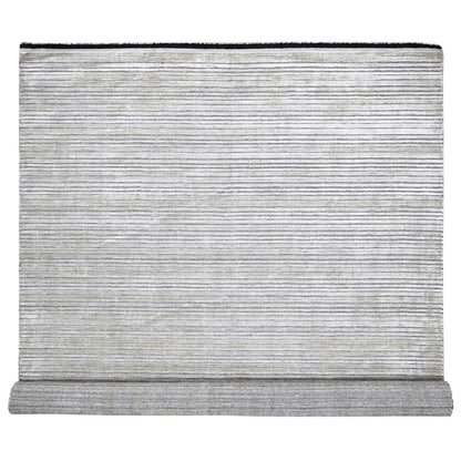 10'X14' Taupe Modern Textured Design Wool & Silk Hand Loomed Oriental Rug