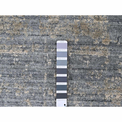 8'X10' Marengo Gray Modern Design Hand Loomed Wool And Bamboo Silk Rug