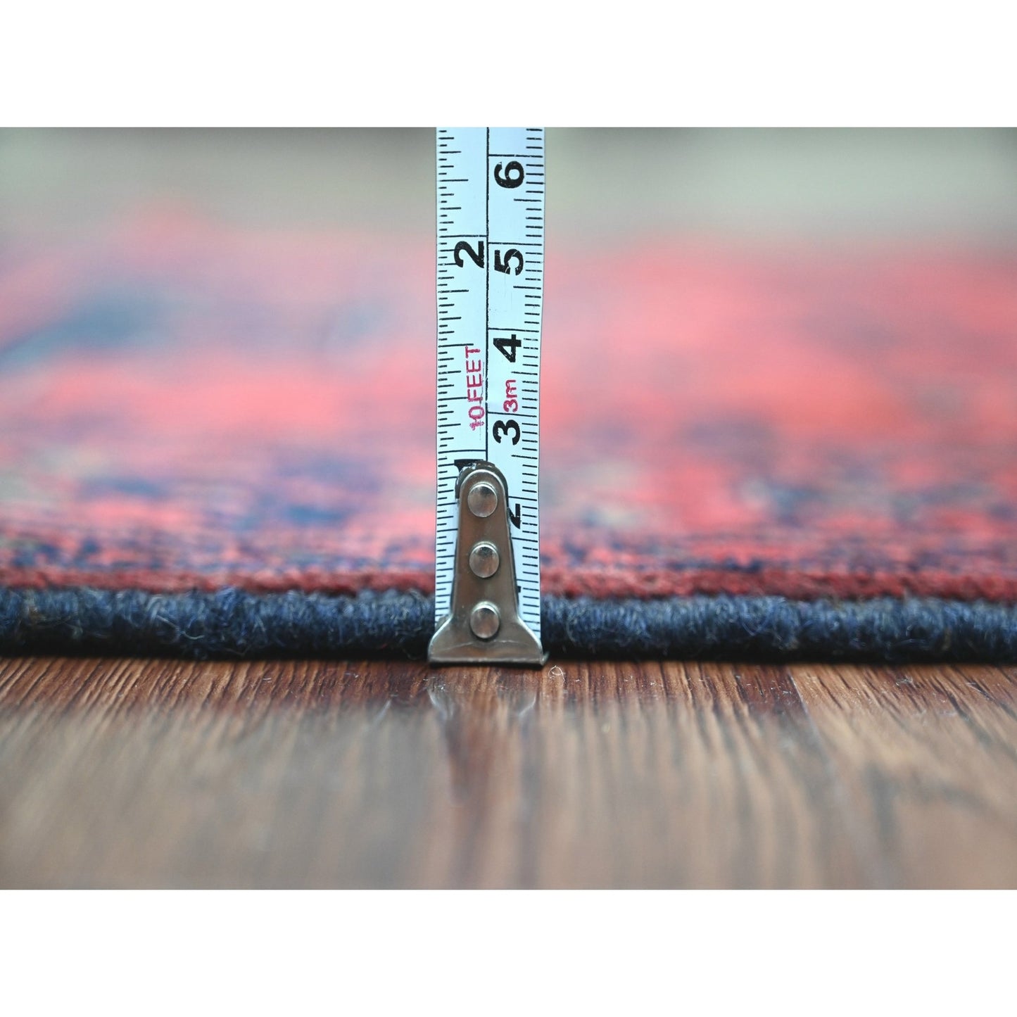 2'4"X7'9" Red Andkhoy Medallion Design 100% Wool Hand Knotted Runner Rug