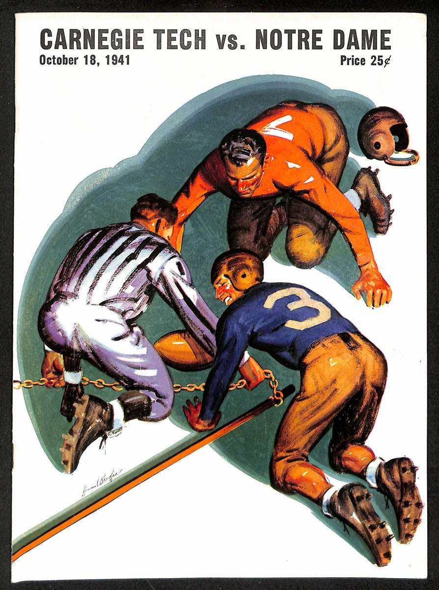 1941 Carnegie Tech Vs Notre Dame Vintage College Football Game Program 194612