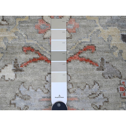 3'X4'9" Gray Hand Knotted Afghan Angora Oushak Floral Pattern Wool Rug