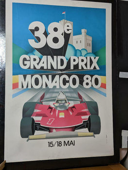 Original Vintage Poster Monaco Gp Wc F1 Car Race