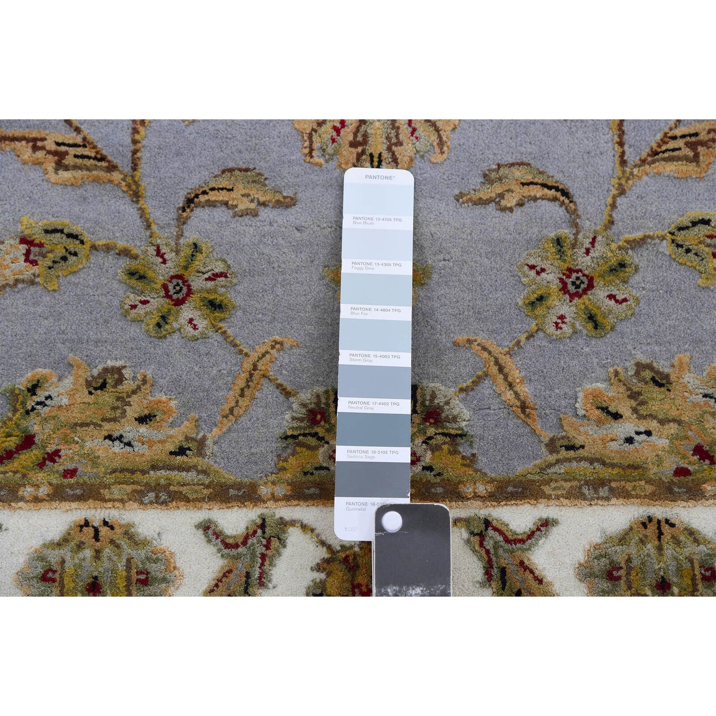 2'7"X18'8" Santorini Blue Rajasthan Hand Knotted Wool Silk Xl Runner Rug