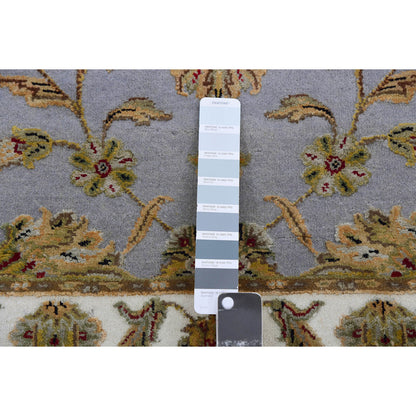 2'7"X18'8" Santorini Blue Rajasthan Hand Knotted Wool Silk Xl Runner Rug