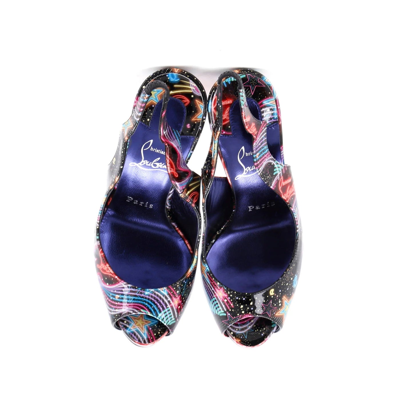 Christian Louboutin Women'S Hot Chick Sling Alta Pumps Printed Patent 120