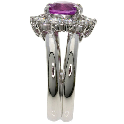 2.17Ct Pink Sapphire Ring Platinum Pt900 11G