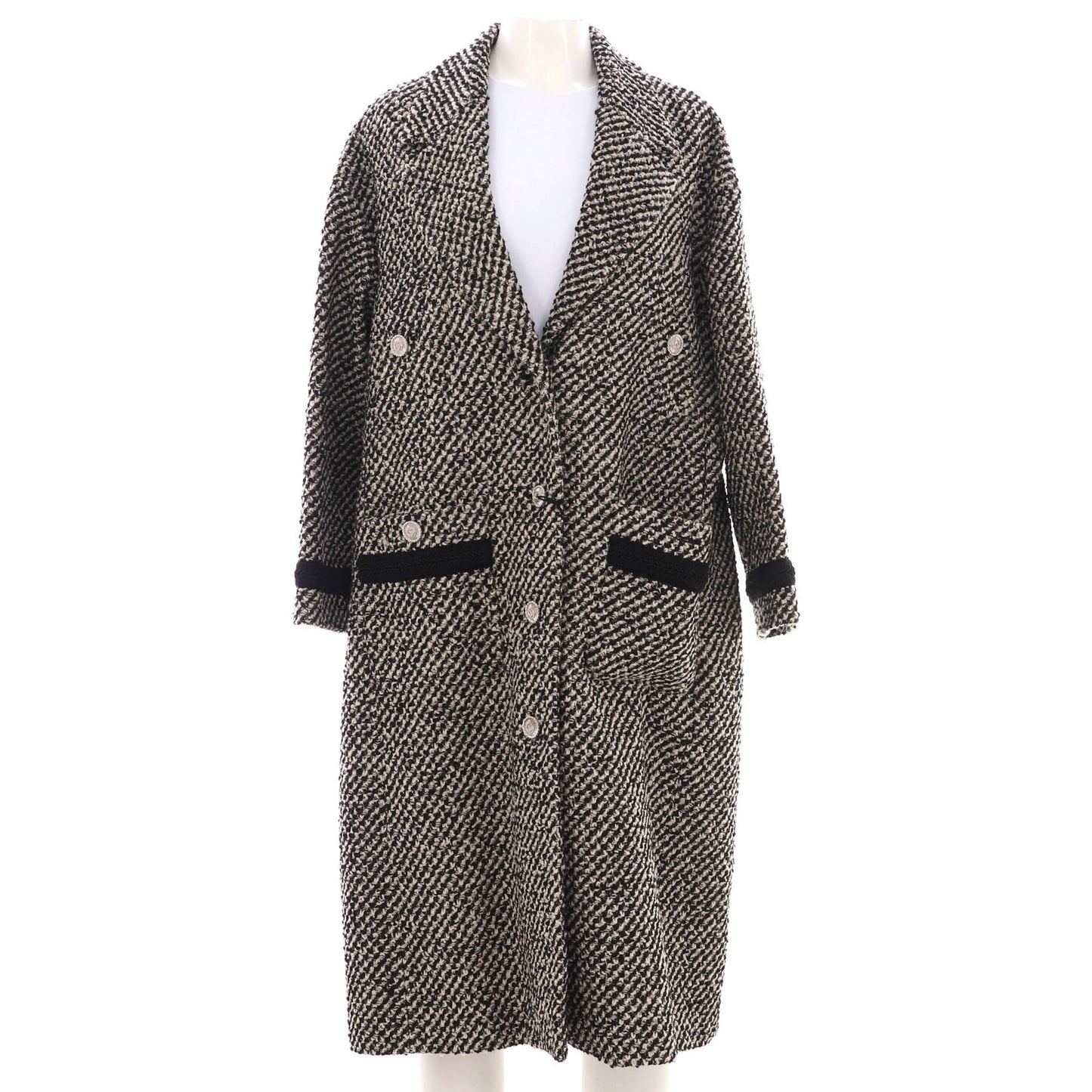 Gucci Women'S Button Up Belted Long Coat Tweed