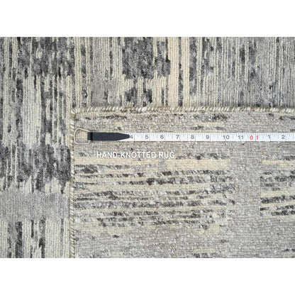 2'6"X22' Gray Hand Knotted Modern Design Wool Xl Runner Rug