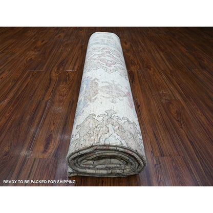 9'9"X13'10" Goose Gray Wool Weft Afghan Angora Oushak Oriental Rug