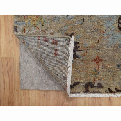 2'1"X3'1" Oak Brown Broken Pattern Oushak Design Wool Hand Knotted Rug