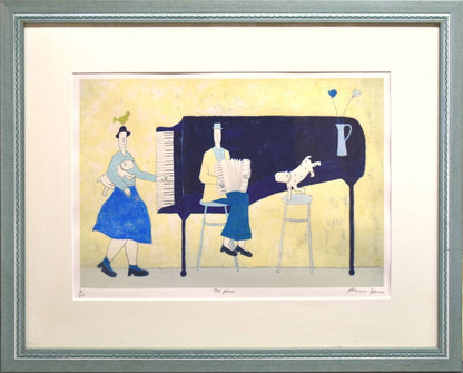 Signed Piano Ed Silkscreen Cloth Bag 6/ 175 With Annora Spence Auth Yellow