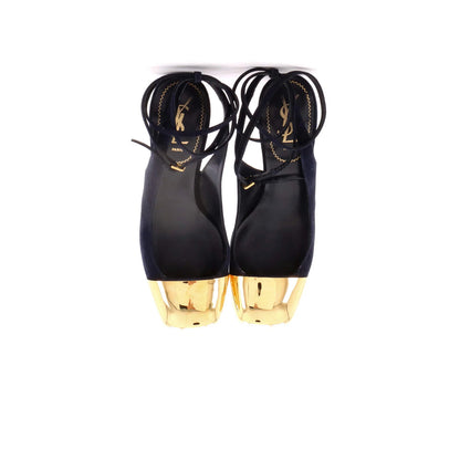 Saint Laurent Suede Ankle Strap Slingback Pumps (Women's)