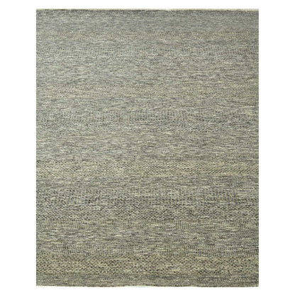 8'X10' Stone Gray Modern Grass Design Wool And Silk Hand Knotted Rug
