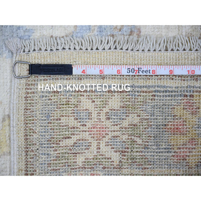 2'8"X19'1" Ivory Wool Hand Knotted Afghan Angora Oushak Xl Runner Rug
