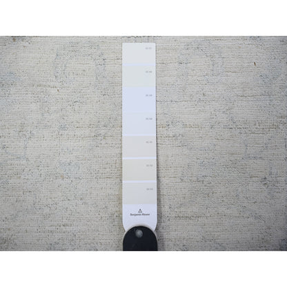 2'7"X11'2" White White Wash Peshawar Hand Knotted Pure Wool Runner Rug