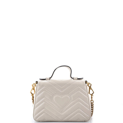 Gucci Gg Marmont Top Handle Flap Bag Matelasse Leather Mini
