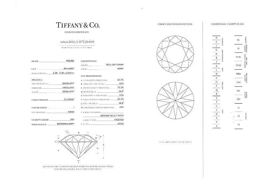 Tiffany&Co. Ring Harmony Solitaire Diamond 0.31Ct Us5 18K Rg/950 Platinum