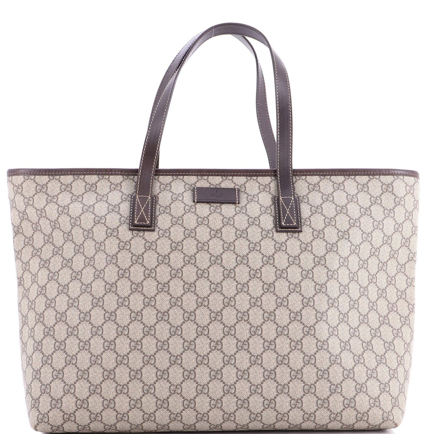 Gucci Plus Tote Gg Coated Canvas With Leather Large