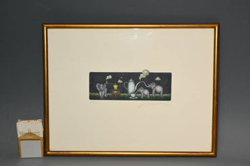 Volker Khn Elephants 1982 Signed Color Etching 224/300 German Surreal Humor