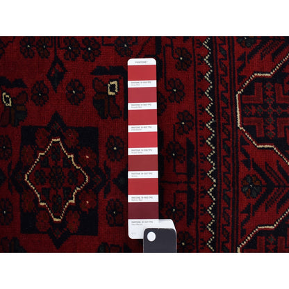 3'4"X4'8" Red Afghan Khamyab 100% Wool Hand Knotted Rug