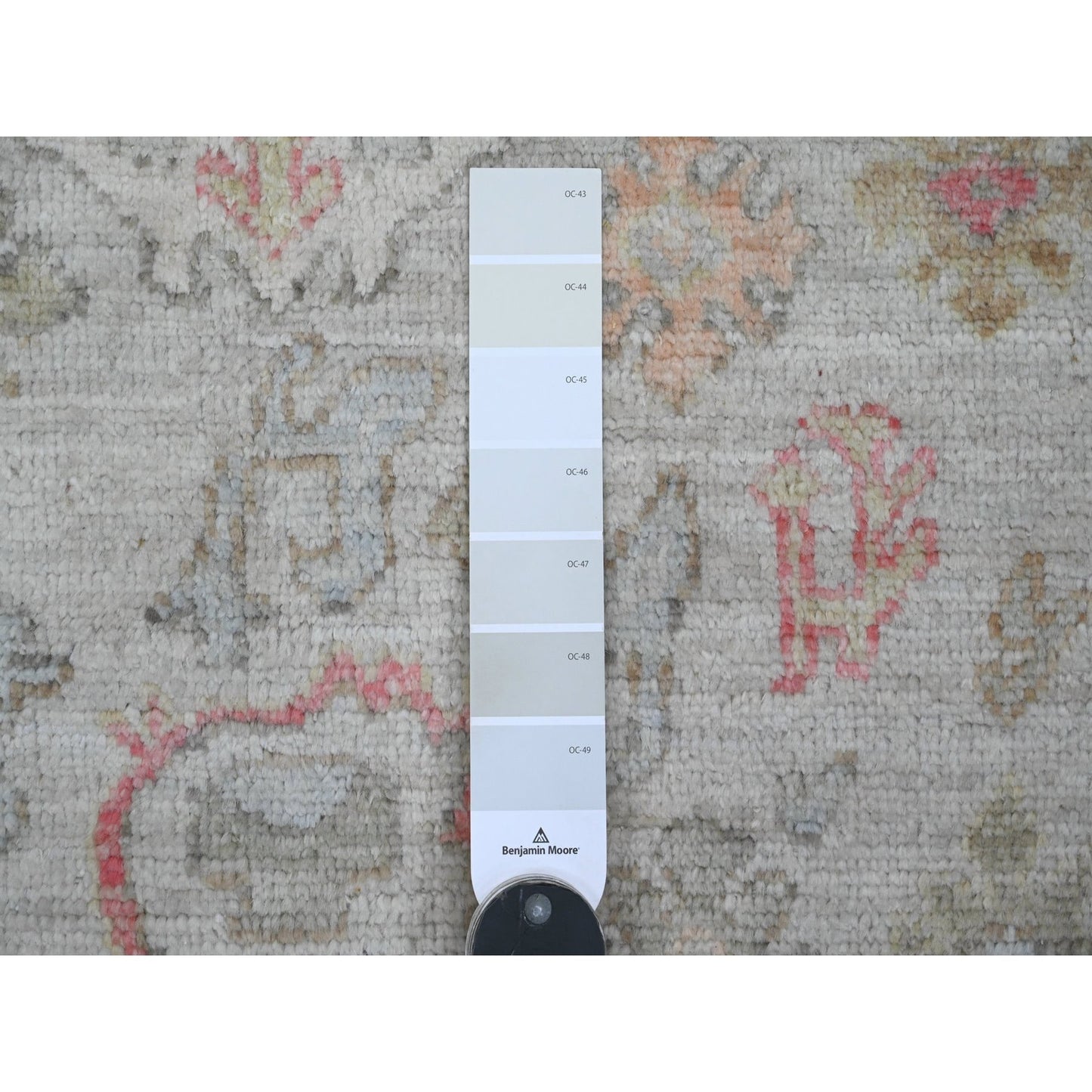 4'2"X4'2" Daisy White Afghan Angora Oushak Hand Knotted Wool Square Rug