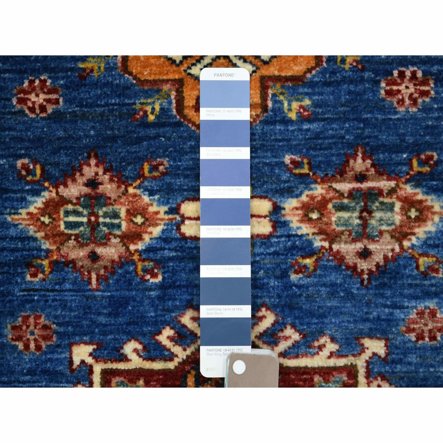 2'8"X9'6" Blue Hand Knotted Afghan Super Kazak 100% Wool Runner Rug