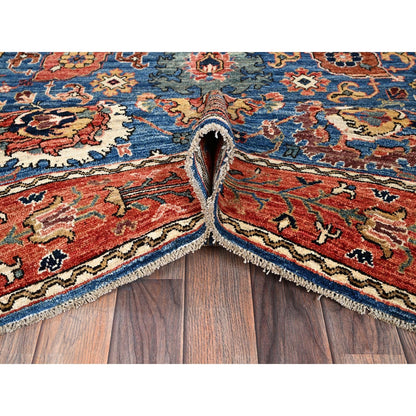 6'2"X9' Blue Aryana Grade All Over Design Pure Wool Hand Knotted Rug