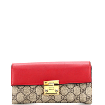 Gucci Padlock Continental Chain Wallet Gg Coated Canvas And Leather Long
