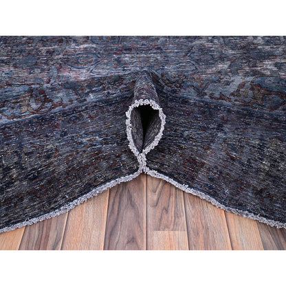 6'5"X10'3" Blue Overdyed Semi Antique Tebraz Hand Knotted Oriental Rug