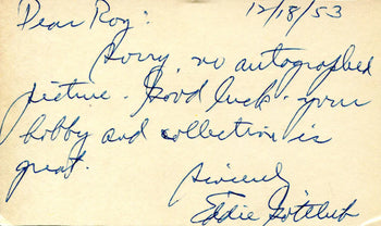 Eddie Gottlieb Autographed 1953 Vintage 3X5 Index Card (Jsa)