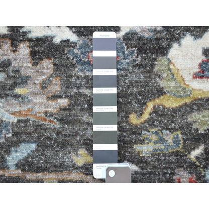 11'7"X11'7" Hand Knotted Wool Peshawar Design Gray Round Rug