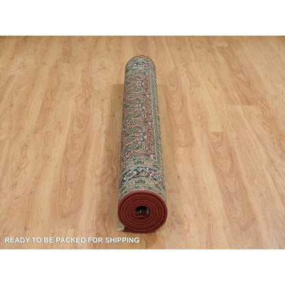6'1"X9' Red Herrita Design Wool/Silk 175 Kpsi Hand Knotted Rug