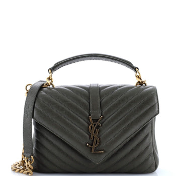 Saint Laurent Classic Monogram College Bag Matelasse Chevron Leather Medium
