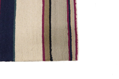 Kids Room Modern Rug Multicolor Stripes 5X8 Hand-Tufted Contemporary Wool Carpet