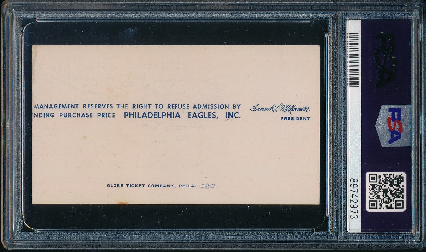 1960 Nfl Championship Game Ticket Stub Eagles Vs.
