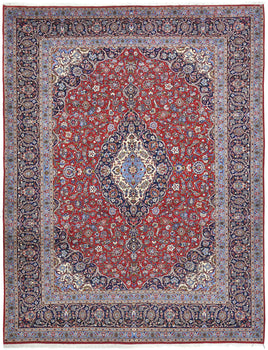 Handmade Vintage Red Oriental Rug 10X13 Ft