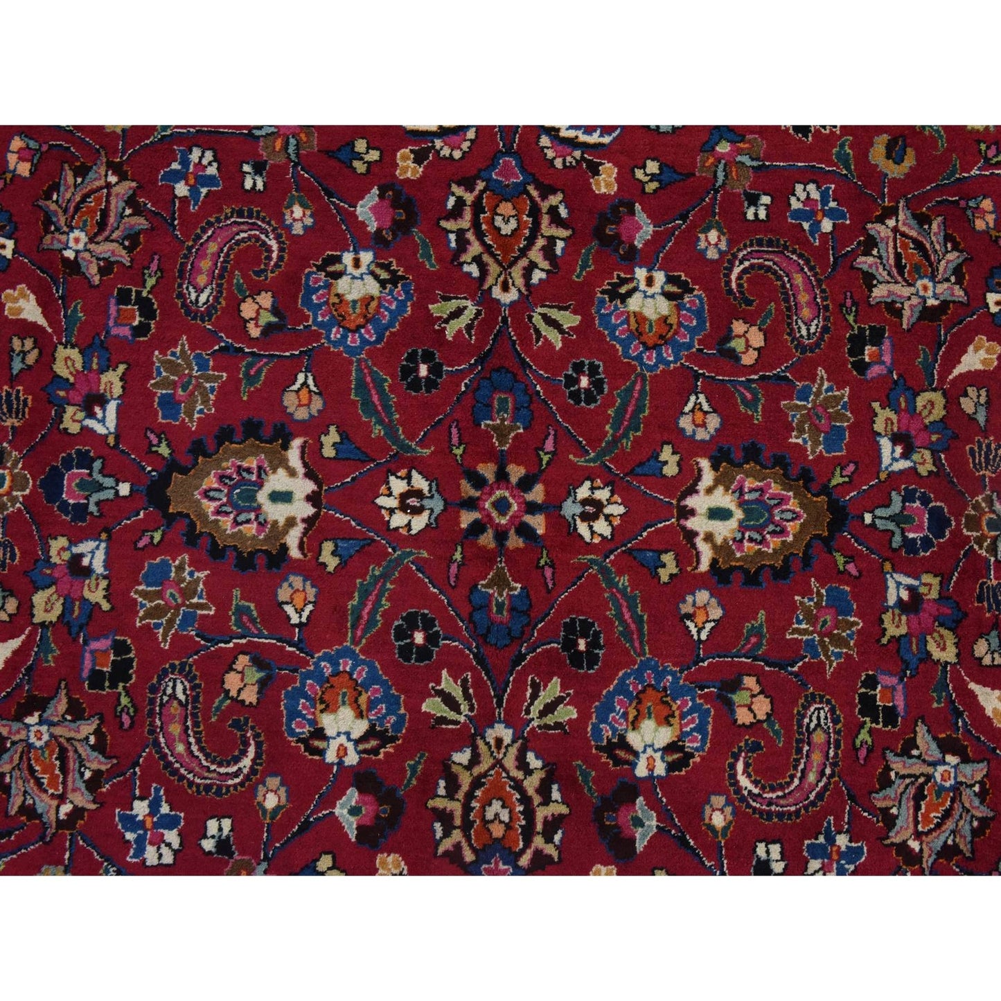 9'9"X12'10" Red Zoroastrian Clean Full Pile Pure Wool Hand Knotted Rug