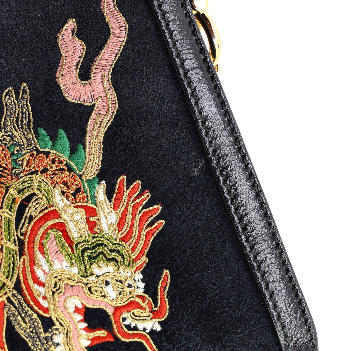 Gucci Ophidia Chain Shoulder Bag Embroidered Suede Small