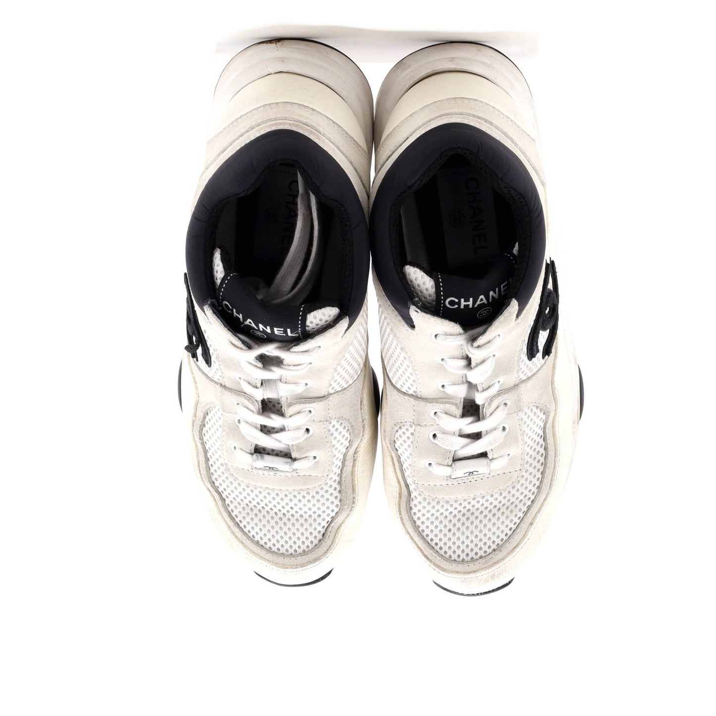 Chanel Women'S Cc All Over Print Low-Top Sneakers Suede