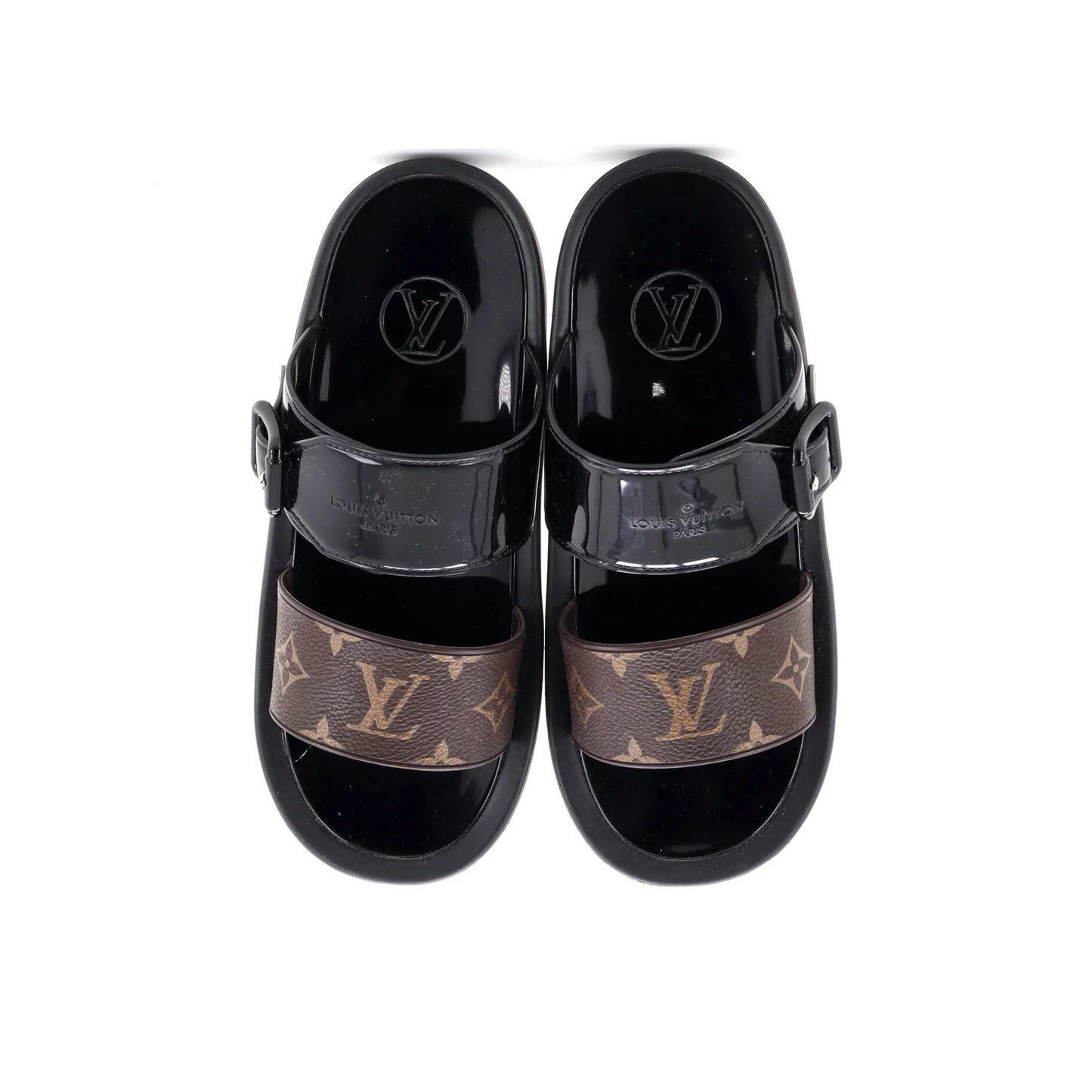 Louis Vuitton Women'S Sunbath Flat Mule Sandals Monogram Canvas And Rubber