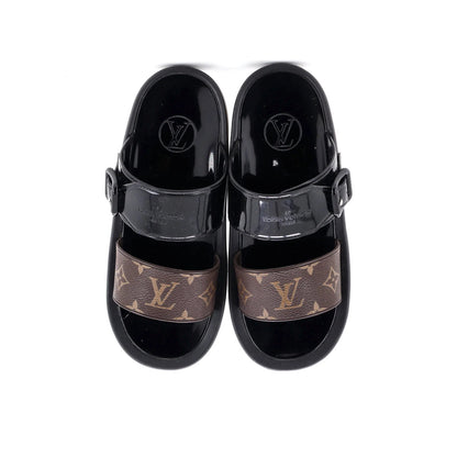 Louis Vuitton Women'S Sunbath Flat Mule Sandals Monogram Canvas And Rubber