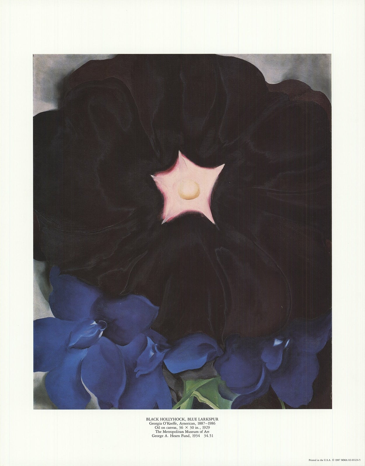 Georgia O'Keeffe Black Hollyhock, Blue Larkspur " Offset Lithograph
